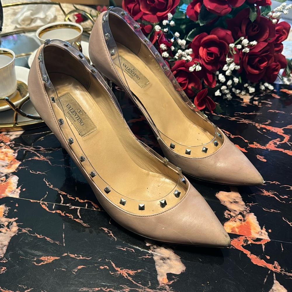 Authentic Valentino Rockstud Nude PVC Pumps